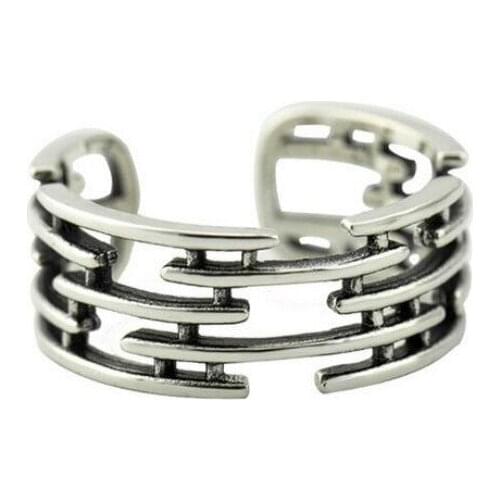 2019 New 925 Silver Thai silver Distressed Opening Geometric type temperament for woman Fine jewelry