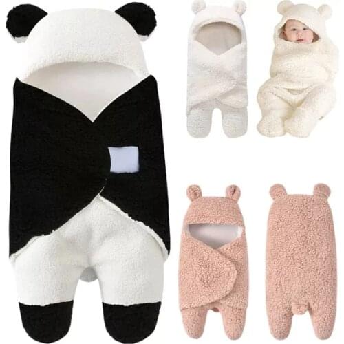 Newborn Baby Winter Fleece Warm Sleeping Bag Cotton Pure Color Swaddle