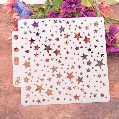 14.1*13 stars scrapbook stencils spray plastic mold shield DIY cake hollow Embellishment printing lace ruler Valentines Day