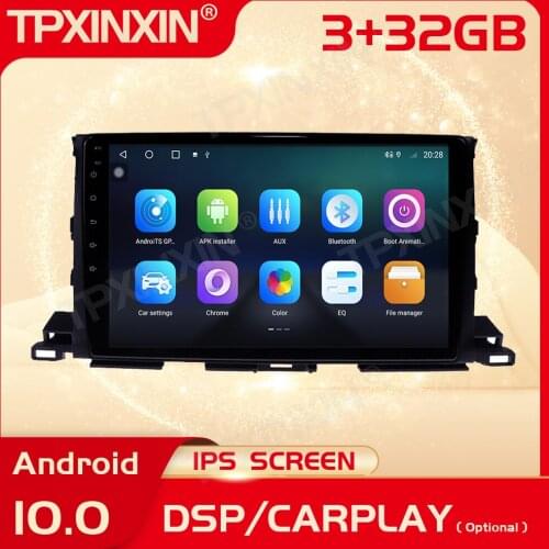 2 Din Carplay Android Radio Receiver Multimedia Stereo For Toyota Highlander 2013 2014 2015 2016 2017 2018 BT Recorder Head Unit