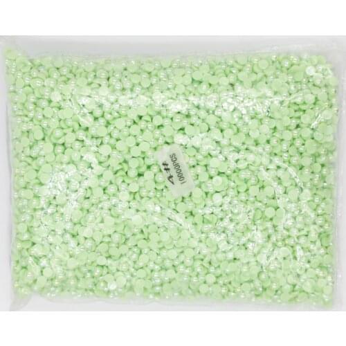 2mm,4mm,5mm,6mm,8mm,10mm,12mm Jelly Peridot AB Flat back ABS round Half Pearl beads, imitation plastic half pearl beads