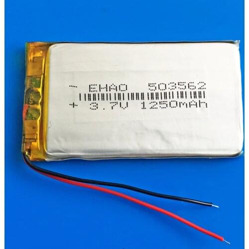 3.7V 1250mAh lipo polymer lithium rechargeable battery Lion for GPS PDA DVD bluetooth recorder e-book camera 503562 5*35*62mm