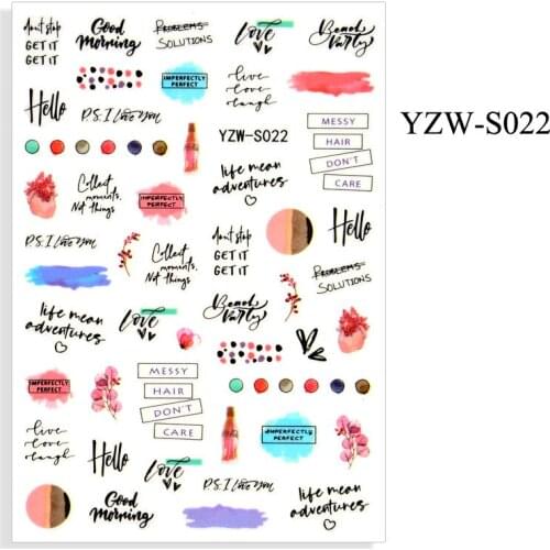 3D Nail Sticker English Letter Dot Line Slider Nails Art Decoration Wraps Decals Design Adhesive Manicure Tips Stickers Pegatina