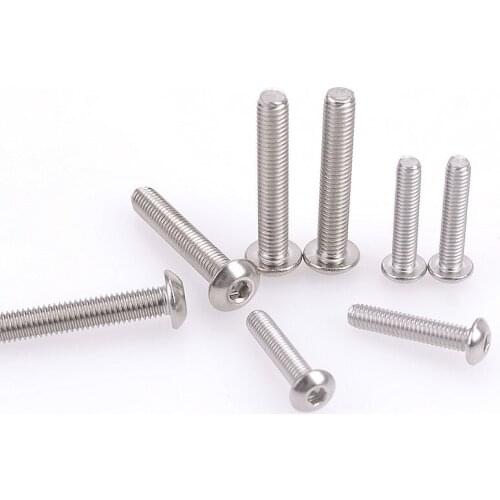 5PCS 304 Stainless Steel Round Head Pan Hex Socket Bolts M8*12 DIN7380