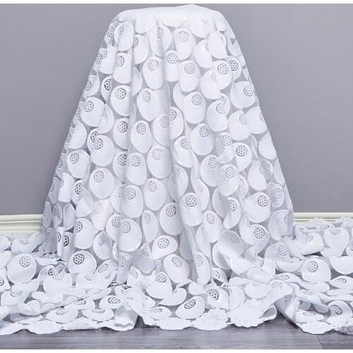 African Lace Fabric 2021 High Quality Lace Hot Sale White French Sequins Tulle Embroidery Wedding Dersses For Women Party A 2561