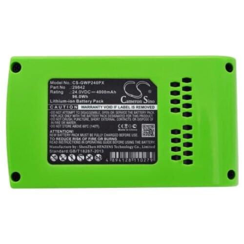 Cameron Sino 4000mAh battery for GREENWORKS 10-Inch Cordless Chainsaw 20362 130MPH G24 Sweeper 20-Inch Pole Hedge Trimmer 29322