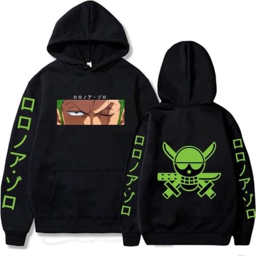 Anime One Piece Hoodie Hip Hop Anime Zoro Roronoa Pullovers Tops Loose Long Sleeves Autumn Man Clothes Homme