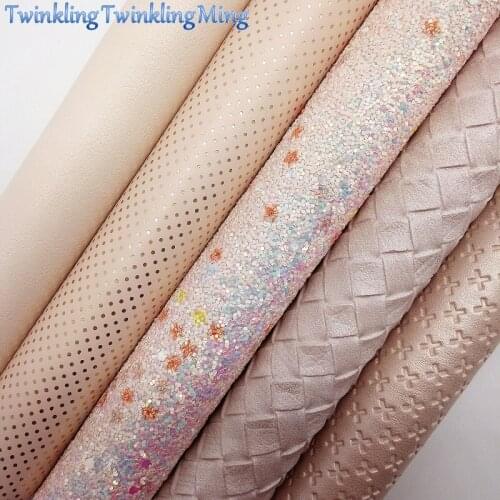 BEIGE Glitter Fabric, Cross Weaving Faux Fabric, Dots Synthetic Leather Fabric Sheets For Bow A4 21x29CM Twinkling Ming XM752