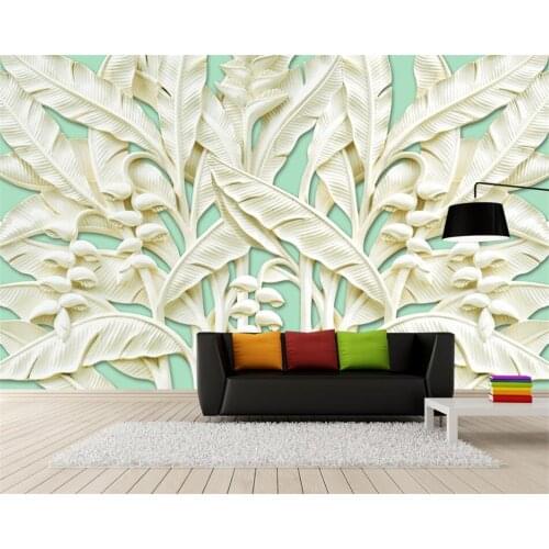 Beibehang Large custom wallpaper 3 d banana trees relief woodcarving murals decoration wallpaper for walls papel de parede