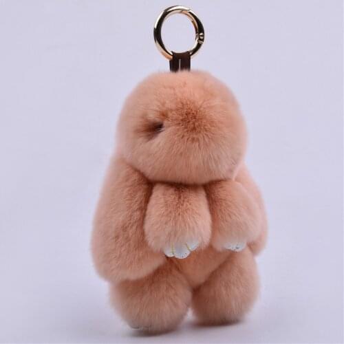 Fur bunny keychain Pendant Rex Rabbits Hair Bag Automobile Key holder ring chain Jewelry Exceed Adorable Rabbit toy keychain