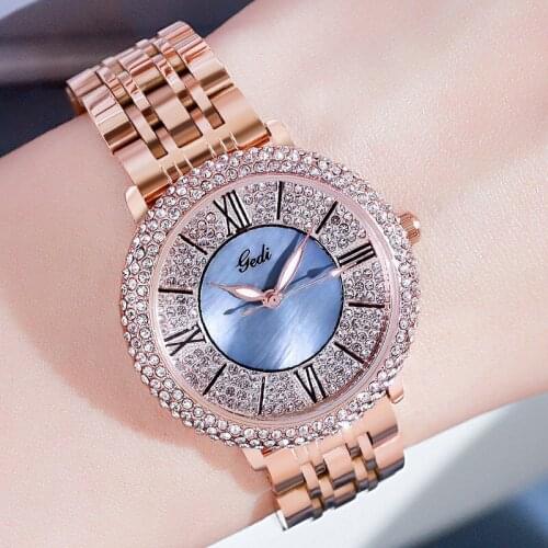 Gedi Top Brand New Watch Women Fashion Simple Waterproof Quartz Full Star Luxury Diamond Women Watches Hot Sale Relogio Feminino