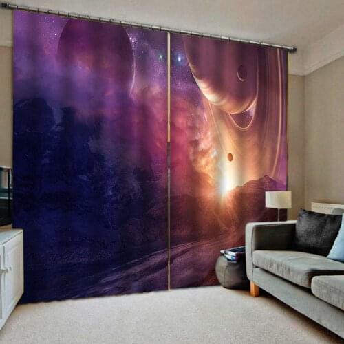 Purple Drapes Cortinas sky 3D Blackout Curtains For Living room Bedding room Drapes Cotinas para sala star curtains
