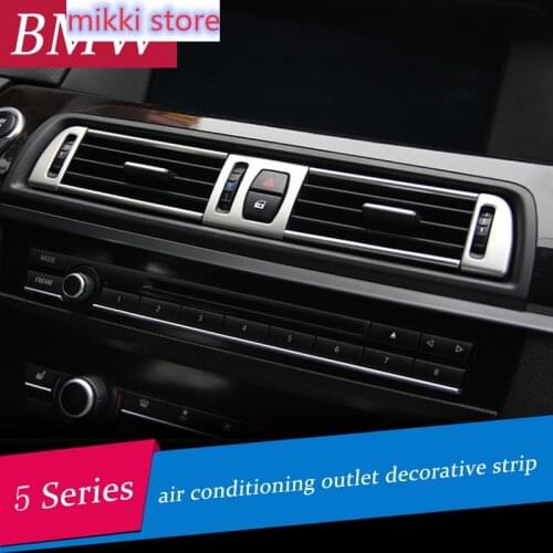 Chrome air conditioning vent frame cover trim interior sequins air outlet panel decorative strip 3D sticker for BMW f10 5 series