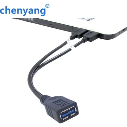 30CM USB 3.0 Female to Dual USB Male Extra Power Data Y Extension Cable for 2.5" Mobile Hard Disk