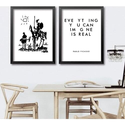 Everyhing you can image is real Picasso Canvas Art Prints Famous Drawing Don Quixote Painting Wall Pictures Living Room Decor