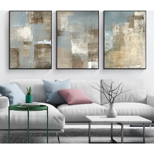Vintage Abstract Gray Beige Neutral Wall Art Canvas Paintings Pictures Poster and Print for Living Room Interior Home Decoration