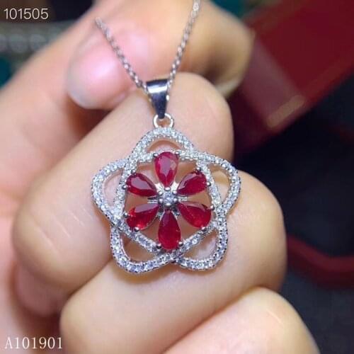 KJJEAXCMY boutique jewels 925 pure silver inlaid natural ruby lady fringed pendant support detection