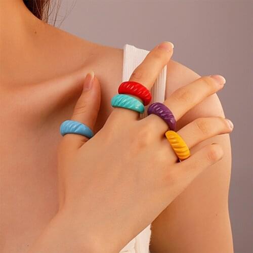 Multicolor Acrylic Irregular Thread Opening Ring Charming Womens Colorful Resin Ring Accessories Creative Girl Party Jewelry