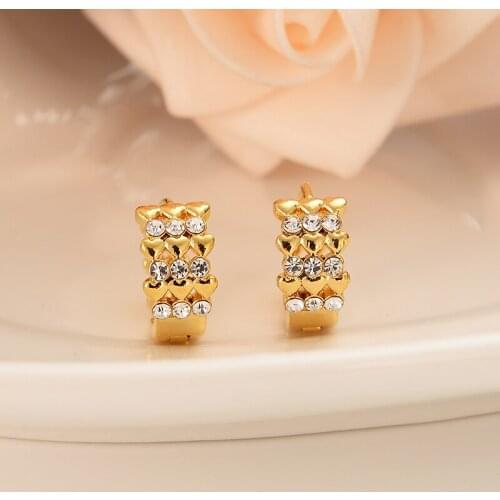 Cz diamond Girls Round Circles Huggies Hoop Earrings Gold Jewellery For girls Children Aros women jewelry african best gift