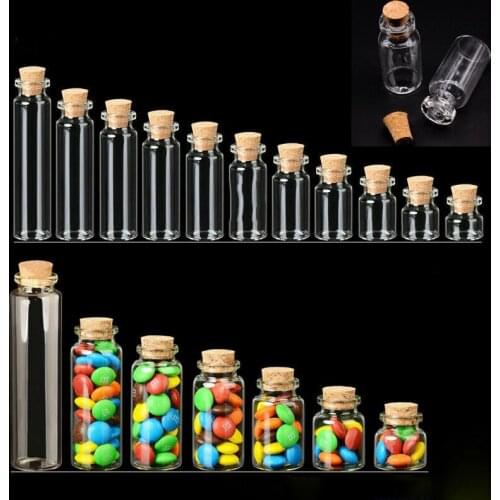 Lovely Small Bottle Tiny Clear Empty Wishing Glass Message Vial With Cork Stopper mini Containers