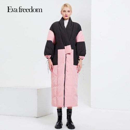 Fashion Hit Color X-longer Kimono-style Down Coat Female Winter Oversized Fluffy Thicker Warm Down Jacket Down Parkas F2386