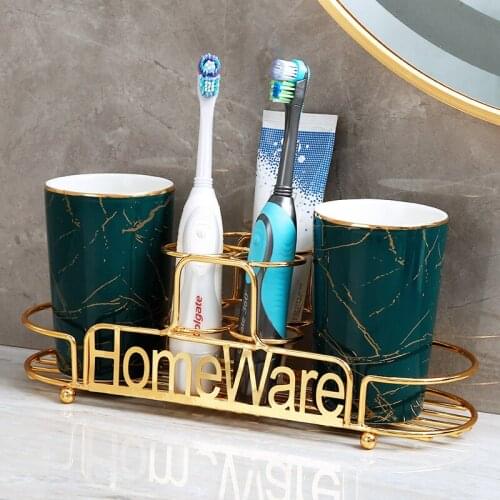 Creative ceramic toothbrush cup combination couple home mouthwash cup set simple toothbrush rack tooth cup pair