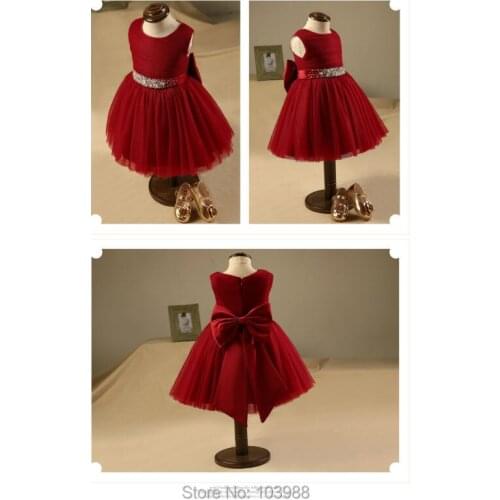 A line Flower Girl Dresses O-neck Beads Crystal Pageant Dress Kids Communion Gown bridesmaid wedding Birthday gift