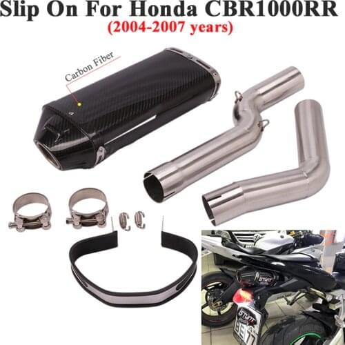Slip On For HONDA CBR1000RR 2004 - 2007 2006 Motorcycle Yoshimura Exhaust Escape Middle Tube Link Pipe Modified Carbon Muffler