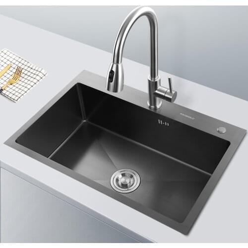 DarkGrey Black Kitchen Sinks Above Counter Vegetable Sink Stainless Steel Single Bowel 1.0mm Thickness Kitchen sinks