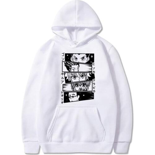 Kawaii Hunter X Hunter Hoodies Men Women Short Sleeve Sweatshirt Killua Zoldyck Anime Manga Black Hoodies Bluzy Tops Clothes