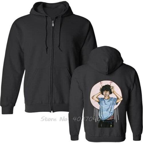 New Finn Wolfhard Drawing Art Mens Black Logo Men Women Hoodies Fashion Hip Hop Print Spring Autumn Fleece Zipper Sweatshirt