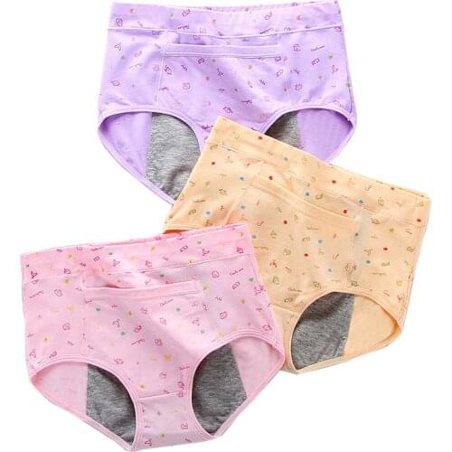 ZJX 3Pcs/set Women Menstrual Panties Physiological Pants Leak Proof Womens Underwear Period Breathable Cotton Briefs