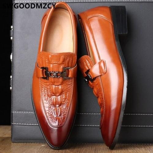 Crocodile Shoes Oxford Mens Dress Shoes Loafers Black Elegant Shoes For Men Italian Vestidos De Novia 2020 Sepatu Slip On Pria