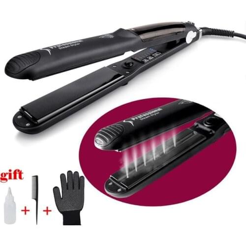 Steam Function Flat Iron Tourmaline Ceramic Vapor Professional Comb Hair Straightener thermostat planchas de pelo
