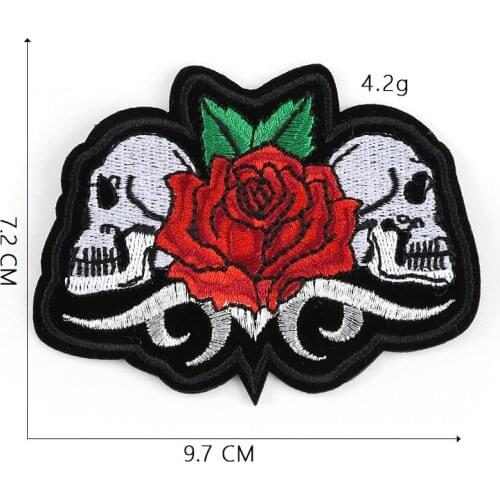 HORROR Punk Skull Rose Badge iron on patches of clothing accessories fabric stickers embroidery day of the dead Halloween