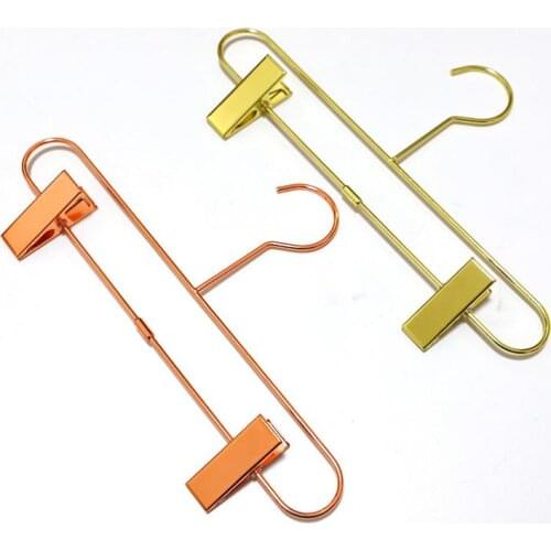 Nordic Style Rose Gold Metal Iron Trousers Hanger Rack Pants Skirt Clothes Clip Stand Hanger SN2579