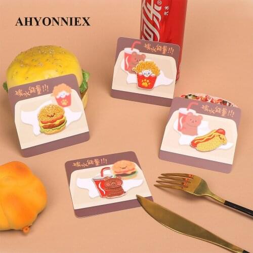 AHYONNIEX Embroidery Sausage Coke Hamburger Fries Chips Patches For DIY Clothing Iron on Patch with Hot Melt Glue on The Back