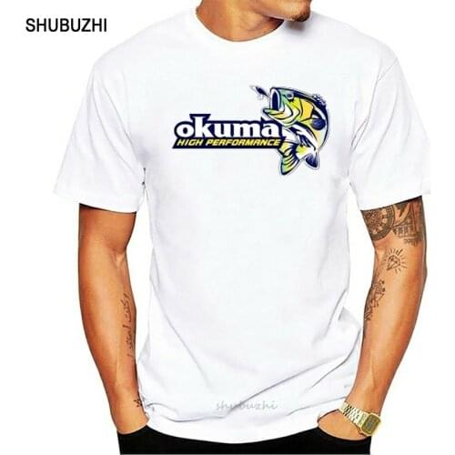 High Performance Fishing Okuma Logo Mens White T-shirt Fashion Mens Cotton T Shirt