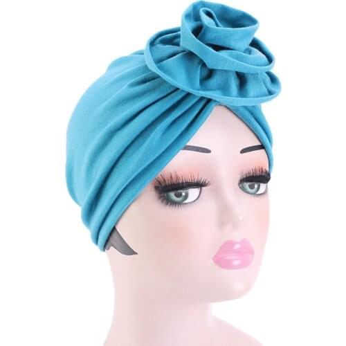 Women Bohemia Flower Inner Hijab Caps Turban Hat Beanie Solid Hair Accessories India Hat Muslim Scarf Cap Hair Loss Head Wrap