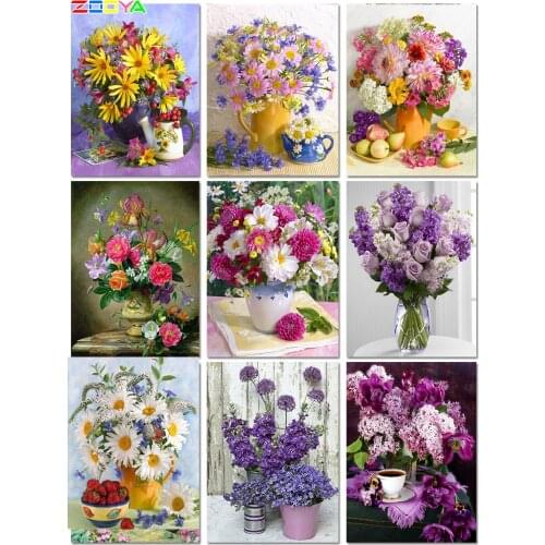 ZOOYA 5d Diamond Embroidery Bright Flower Diy Diamond Painting Flower Mosaic Modern Cross Stitch Home Decoration Painting A60046
