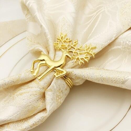 1/6pcs Christmas Deer Dinner Napkin Buckle Hotel Wedding Party Decoration Accessory Napkin Rings For Home Decor Kitchen Tools