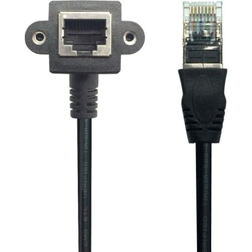 1M Right Angled 90 Degree Angle Cat5 RJ45 Panel Mount Male to Female Extension Cable Lan Ethernet Network Cord