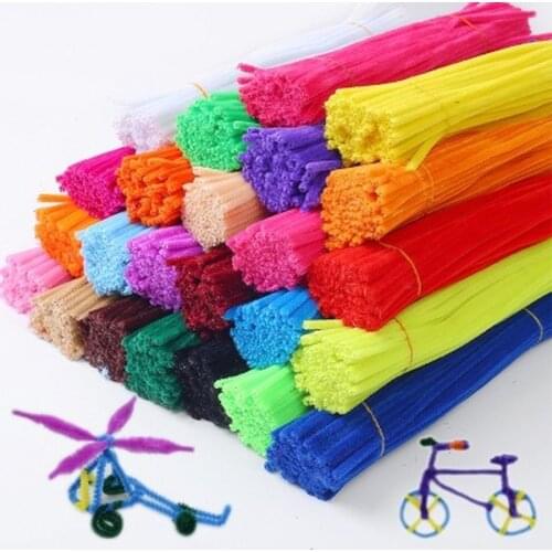 100pcs Glitter Chenille Stems Pipe Cleaners Plush Tinsel Stems Wired Sticks Kids Educational DIY Craft Supplies Toys Crafting