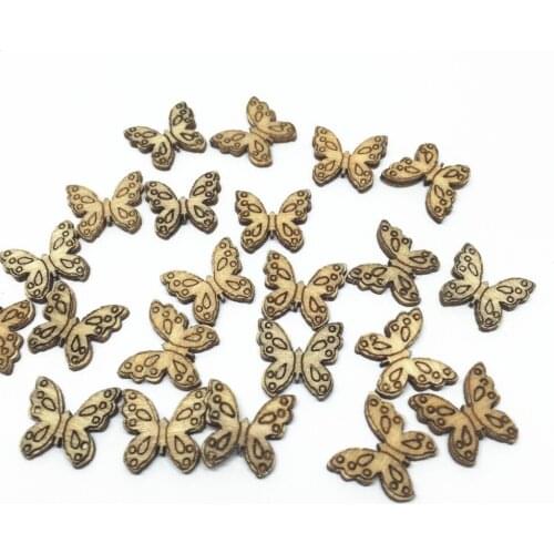100pcs 10x11mm Rustic Wooden Butterflies Crafts Confetti Wedding Party Table Decorations For Scrapbooking Cardmaking