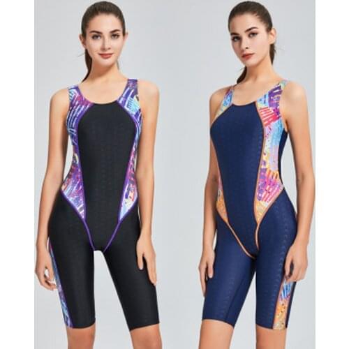 2020 Waterproof Quick Dryin One Piece Swimwear Sport Professional to Knee Competition Swimsuit Sexy Racing Suit Women With Pad