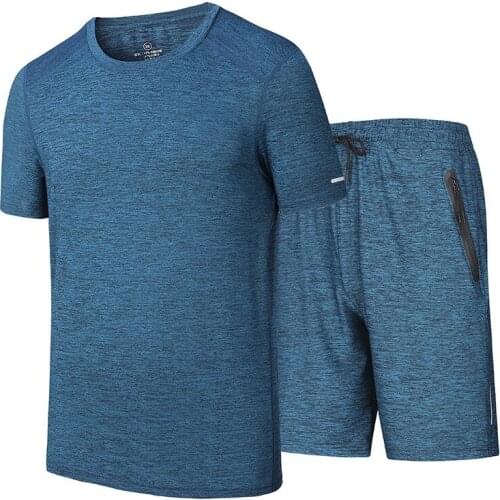 50KG-100KG Summer Mens Sets Elasticity Short Sleeve T Shirts and Shorts Casual Tracksuit Men Sportswear Casual 2 Pieces Set