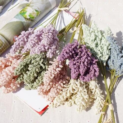 6 Pieces /Bundle PE Lavender Cheap Artificial Flower Material Manual Diy Vases for Home Wholesale Plant Wall Decoration Bouquet