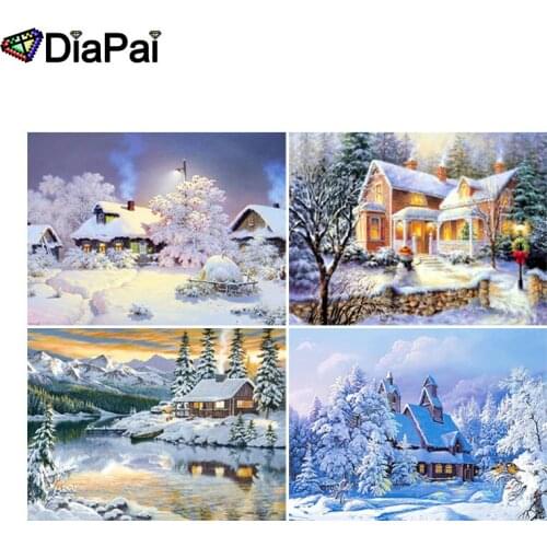 DIAPAI 5D DIY Diamond Painting 100% Full Square/Round Drill "House snow scene" 3D Embroidery Cross Stitch Home Decor