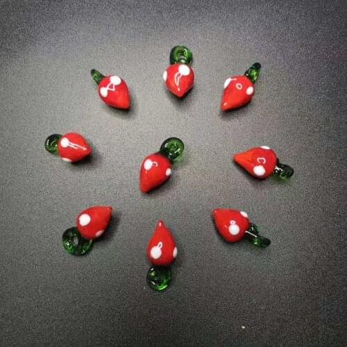 10pcs/lot Murano Lampwork Strawberry Beads Charms For Earring Necklace Jewelry Making