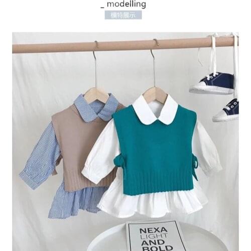 Childrens Vest 2020 Autumn New Solid Color Warm Girls Knitted Vest Korean Kids' Waistcoat Childrens Vest Sweater Coat